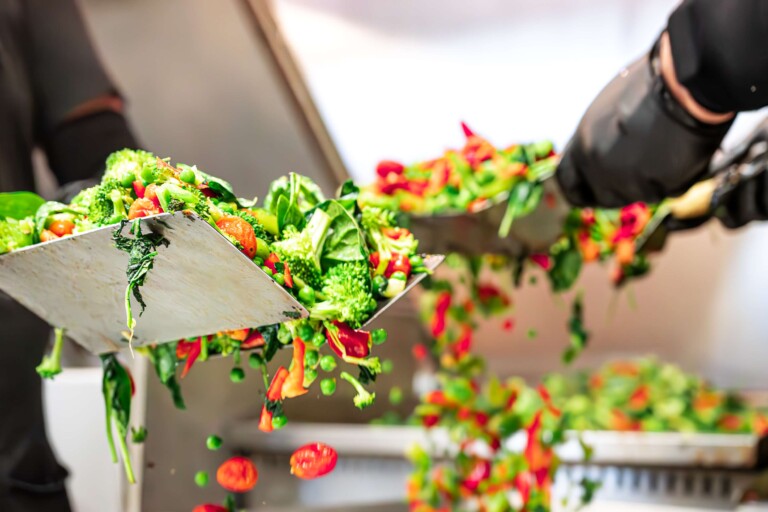 fresh vegetables sautéed for ground beef meatballs.