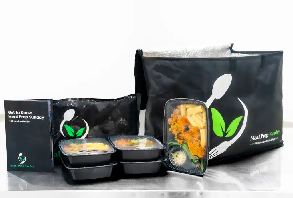 Meal Prep Sunday insulated delivery bag filled with multiple fresh-prepped meals