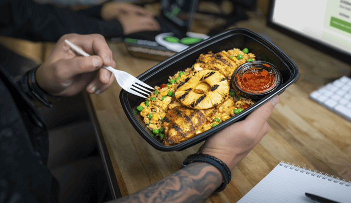Convenient meal prep service with grilled chicken and pineapple – ready-to-eat productivity meals from Meal Prep Sunday