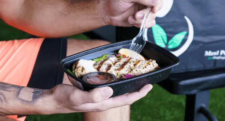 Close-up of a fresh, healthy meal being eaten with a fork