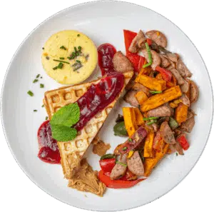 Peanut Butter Cranberry Orange Stuffed Waffles