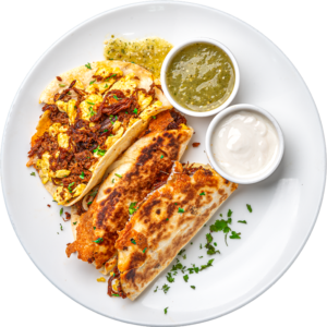 Shredded Beef Ranchero Breakfast Tacos