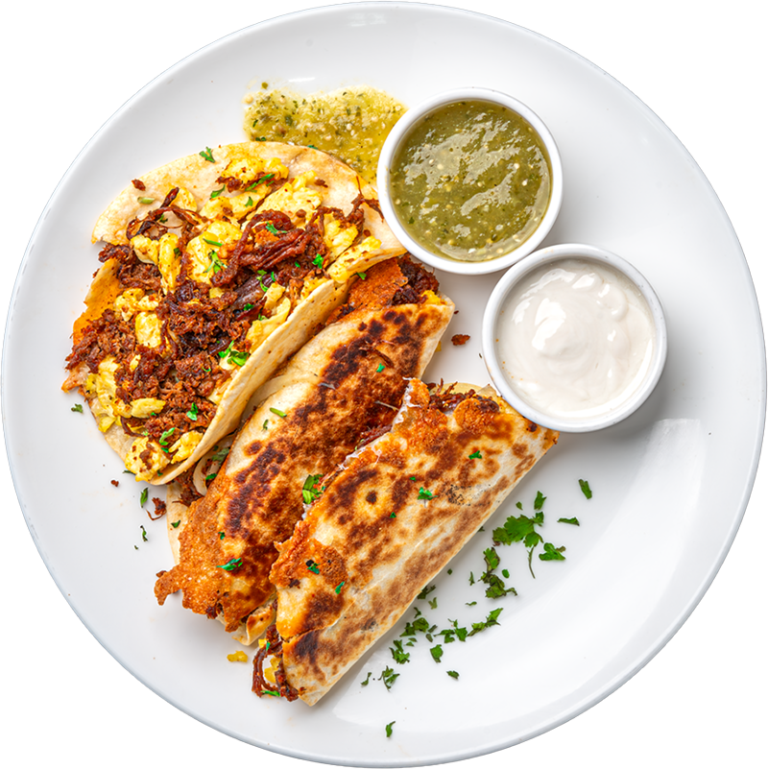Shredded Beef Ranchero Breakfast Tacos