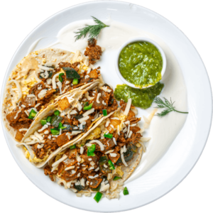 Chorizo Egg and Beans Breakfast Taco