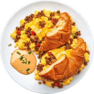 Cheesy Ground Beef Egg and Mushroom Croissant