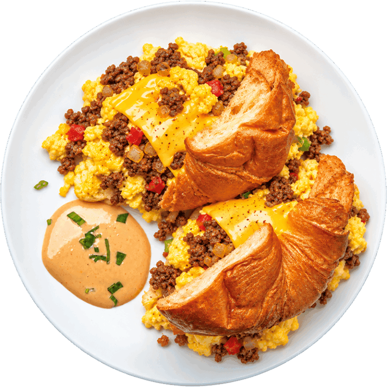 Cheesy Ground Beef Egg and Mushroom Croissant