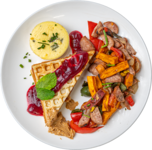 Peanut Butter Cranberry Orange Stuffed Waffles