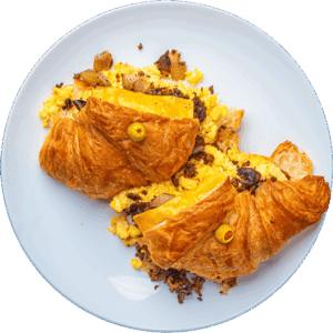 Cheesy Ground Beef Egg and Mushroom Croissant