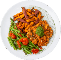 Loaded Bacon Burger Bowl with Roasted Yams