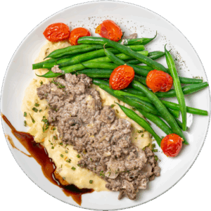 Mashed Potatoes and Ground Beef Mushroom Gravy