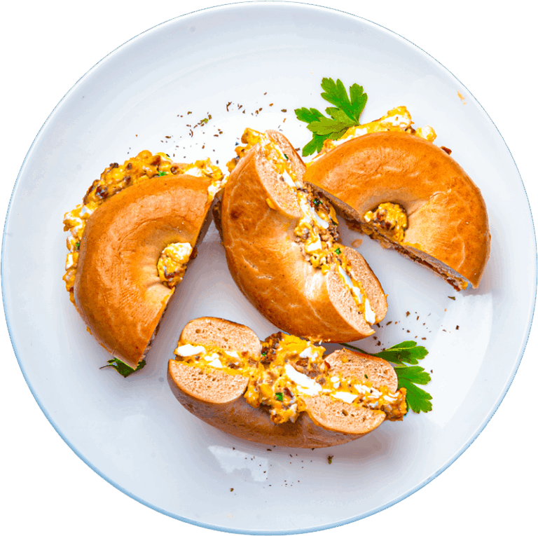 Loaded Egg and Bacon Cheddar Bagel