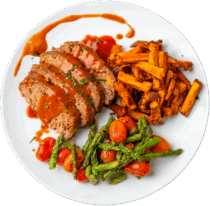BBQ Glazed Cheddar Meatloaf and Smoky Yams