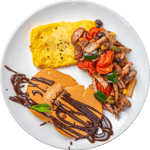 Peanut Butter Chocolate Protein Pancakes