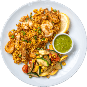 Mexican Chicken and Shrimp and Chorizo Paella