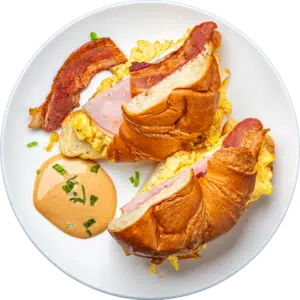 Ham and Bacon Croissant Scramble