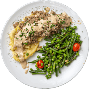 Mashed Potatoes and Ground Beef Mushroom Gravy