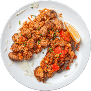 Mediterranean Turkey Meatball Pilaf
