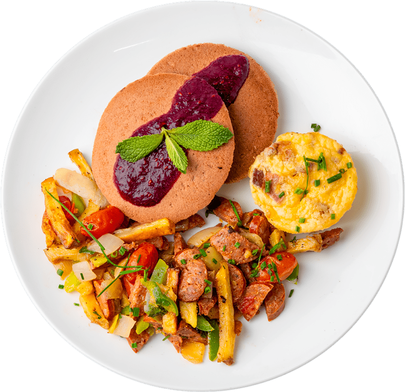 Chocolate Cranberry Protein Pancakes