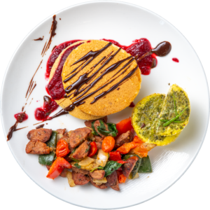 Chocolate Raspberry Protein Pancakes