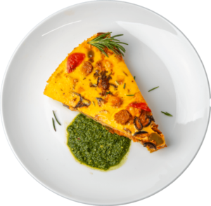 Supreme Pizza Breakfast Starta with Pesto Sauce