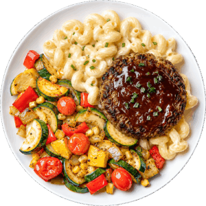 Cowboy Beef Patty Mac and Cheese