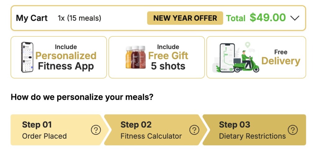 A easy and user-friendly checkout selection when placing an order.