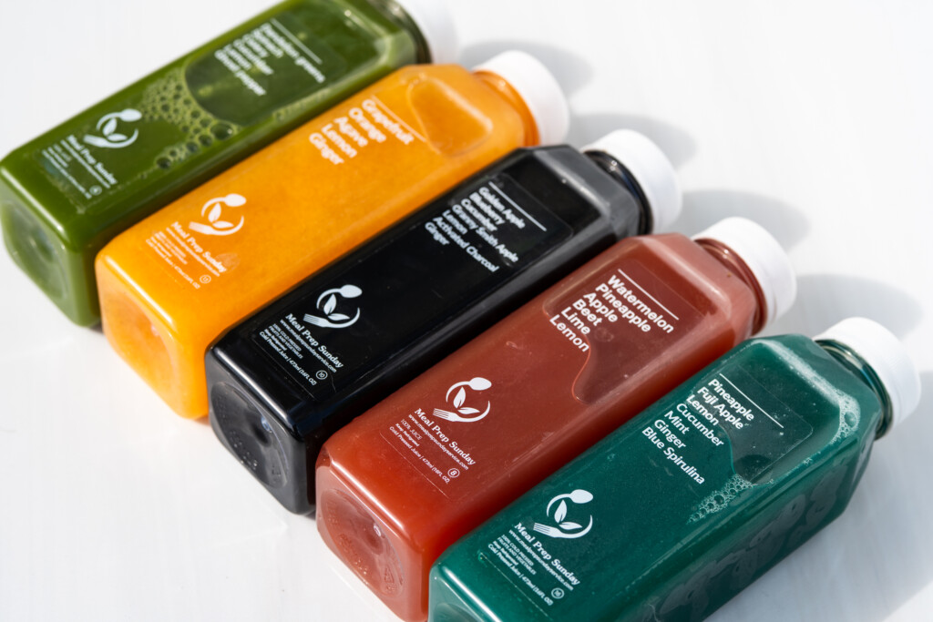 Cold-pressed juices to help complement meal prep.