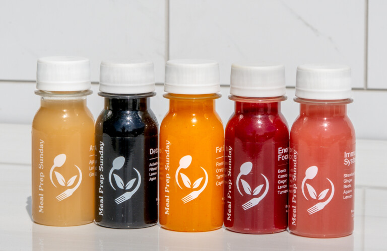 Nutrient dense juice shots help with weight loss by Meal Prep Sunday.